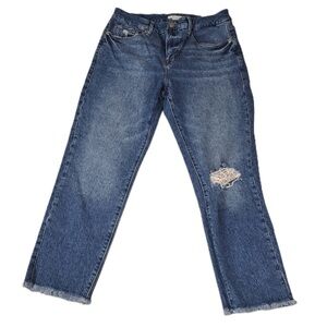 Good American Blue Distressed Boyfriend Jeans